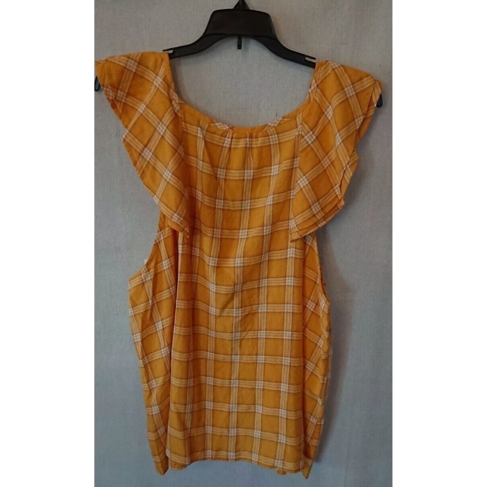 Women's Flowing Yellow Checkered Old Navy Blouse - Picture 5 of 5